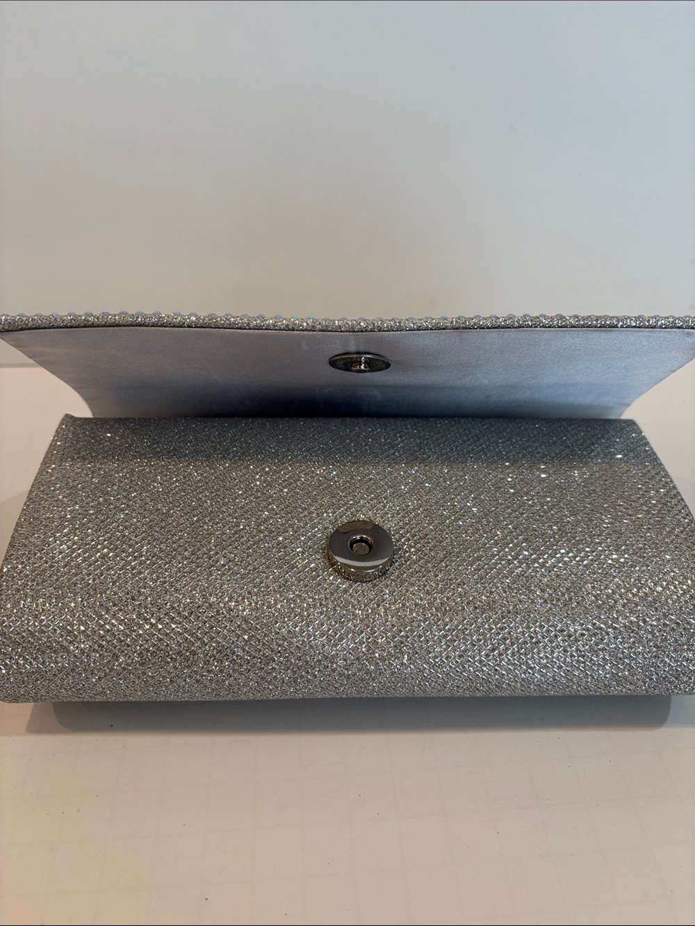 Jessica McClintock Chloe Sparkle Stones Evening Clutch Bag in Silver - Picture 6 of 10